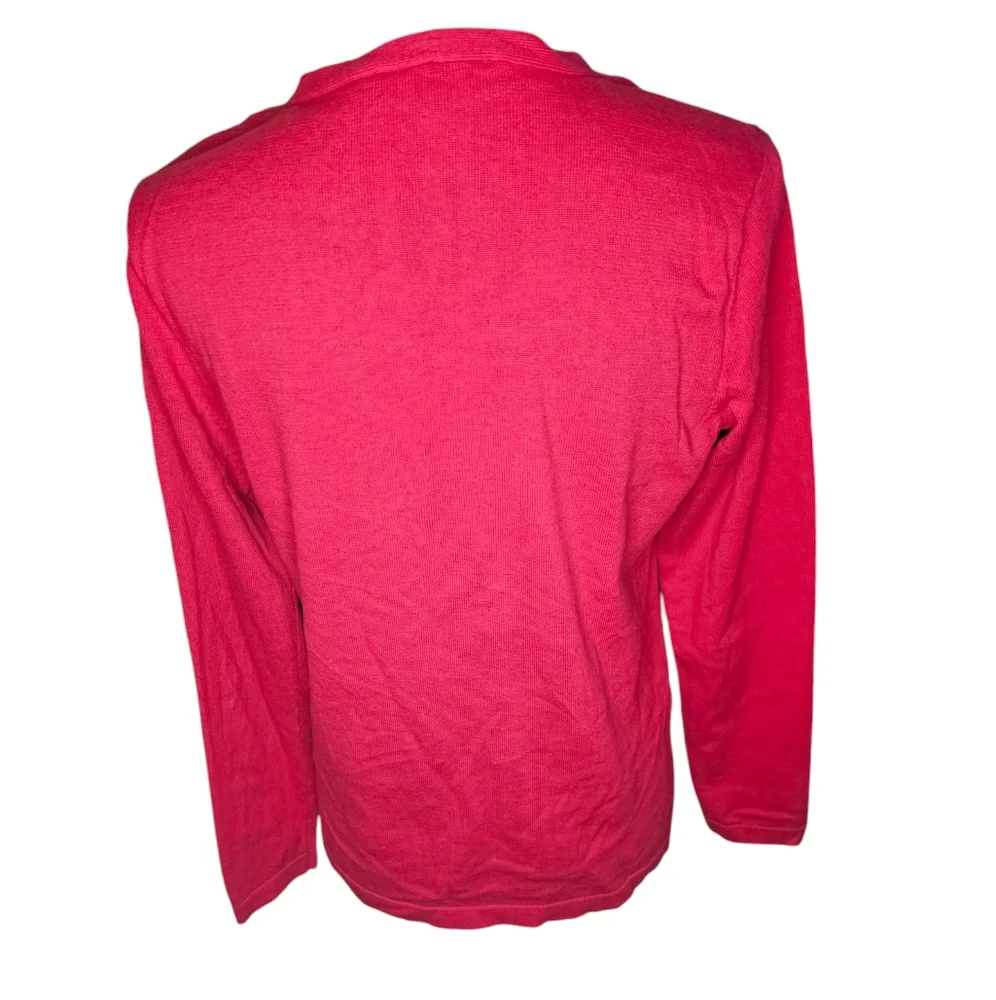 Tommy Hilfiger Women Red V-Neck Sweater with Studded Design Size M
